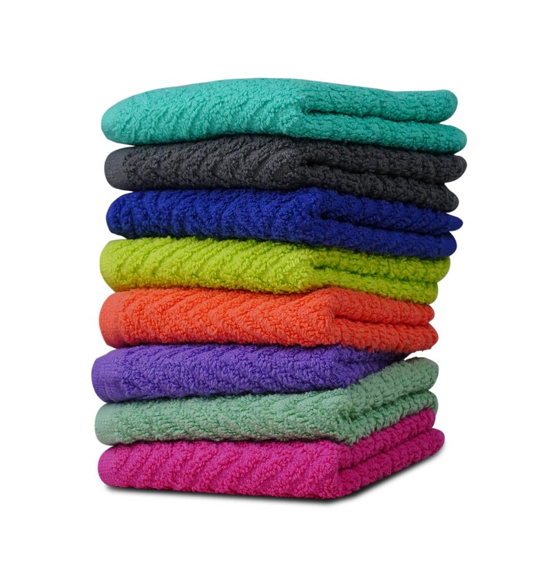 ZUPERIA Zigzag Wash Cloth -8 Pack -12"" x 12""- Highly Absorbent Soft Washcloths for Face, Gym Towels, Hotel Spa Quality, Reusable Multipurpose Towels (Assorted) - Image 1